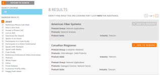 Reference Request Search Results page